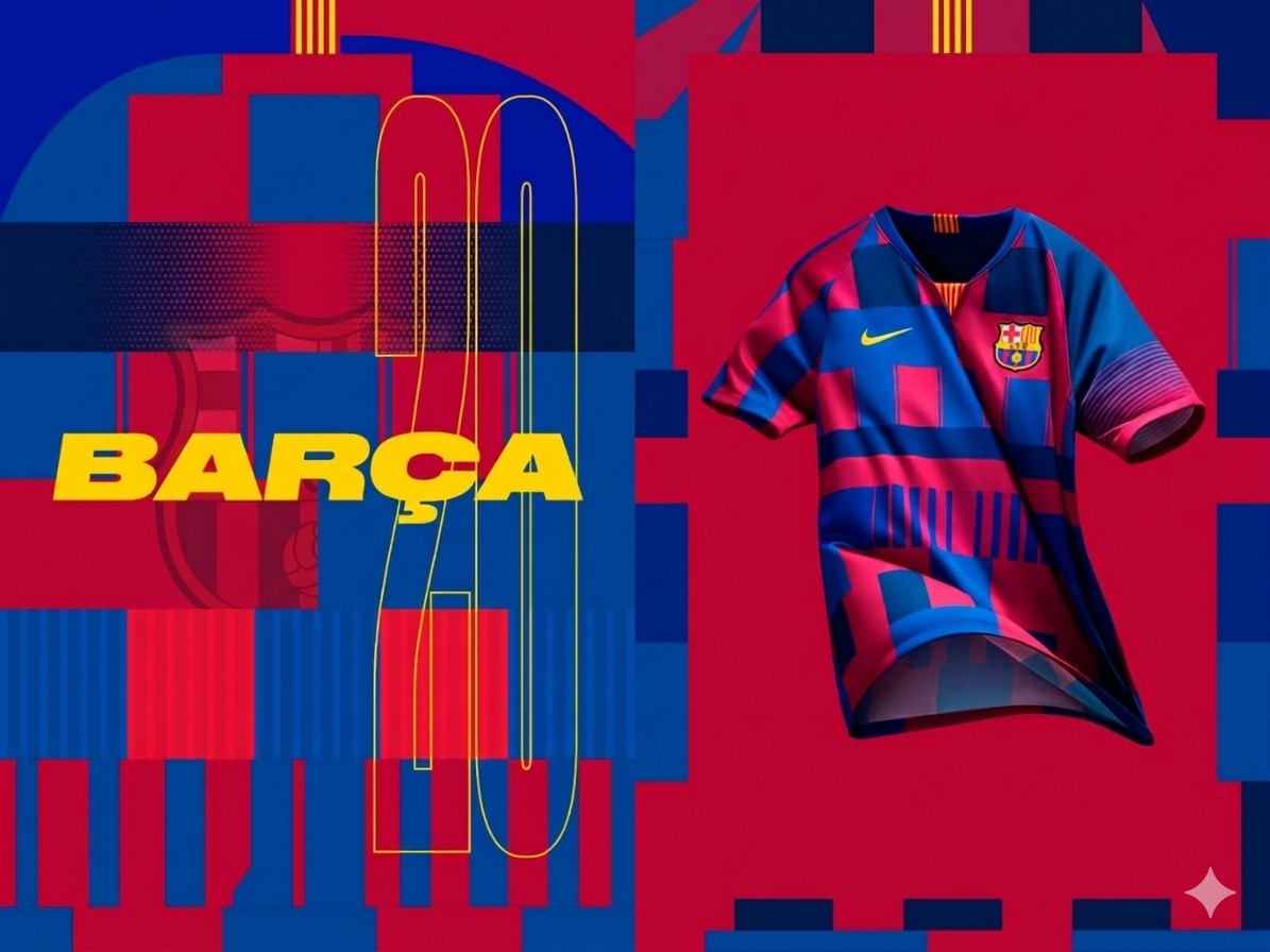 Infografía de la Historical Archive Boutique destacando los 20 años de simbiosis Nike-Barça y el valor de inversión de la era Messi.