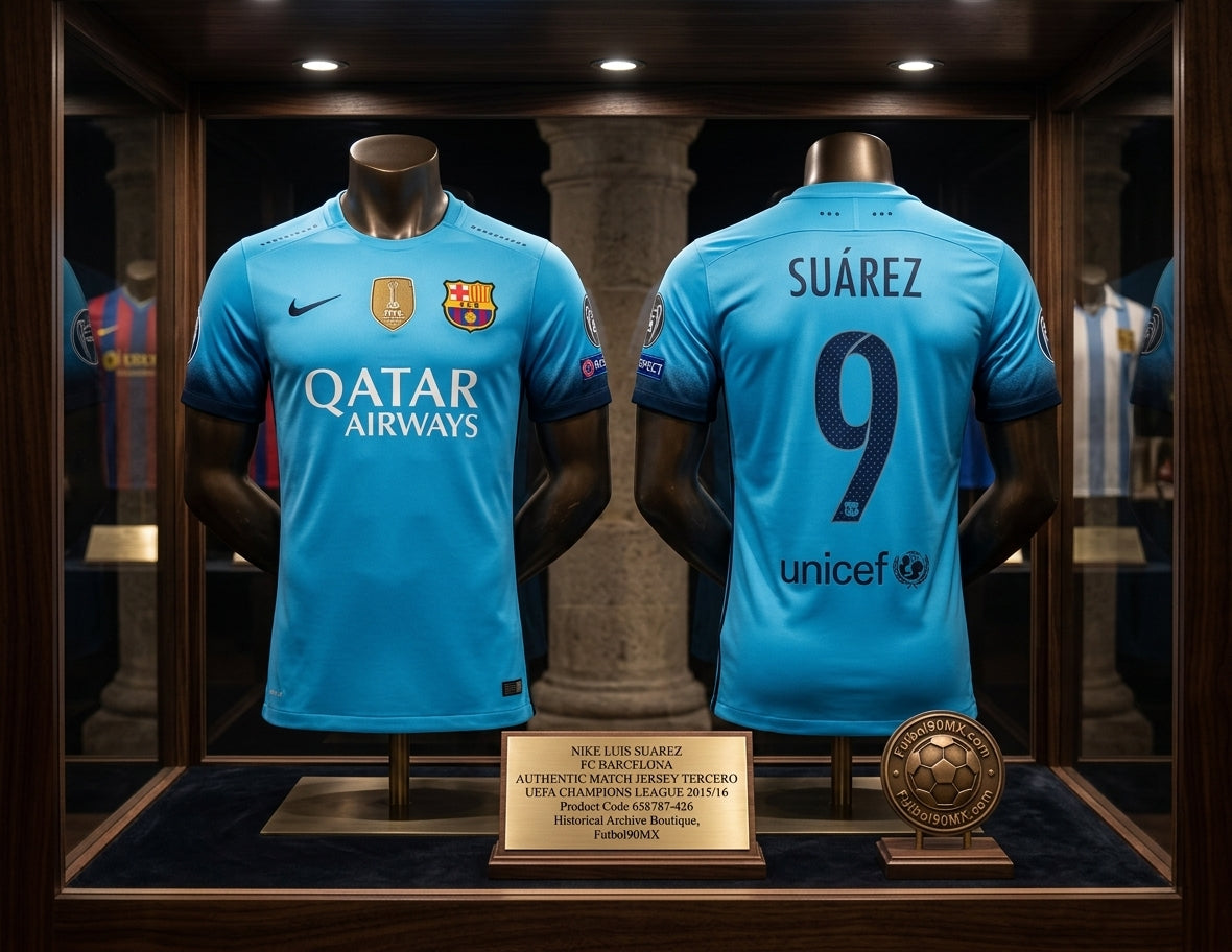 NIKE LUIS SUAREZ FC BARCELONA AUTHENTIC MATCH JERSEY TERCERO UEFA CHAMPIONS LEAGUE 2015/16