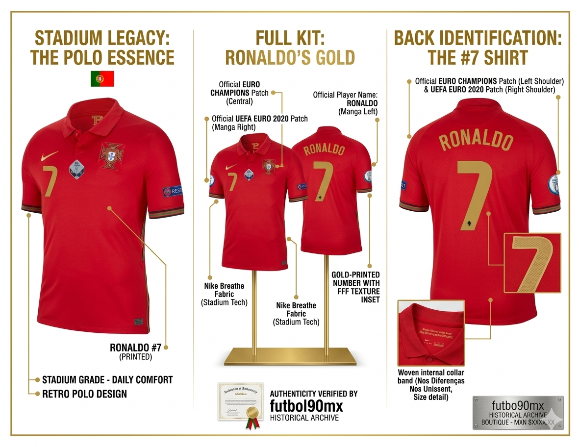 Infografia Cristiano Ronaldo Portugal Euro 2020 Home Stadium Jersey Vault Edition en Historical Archive Boutique.