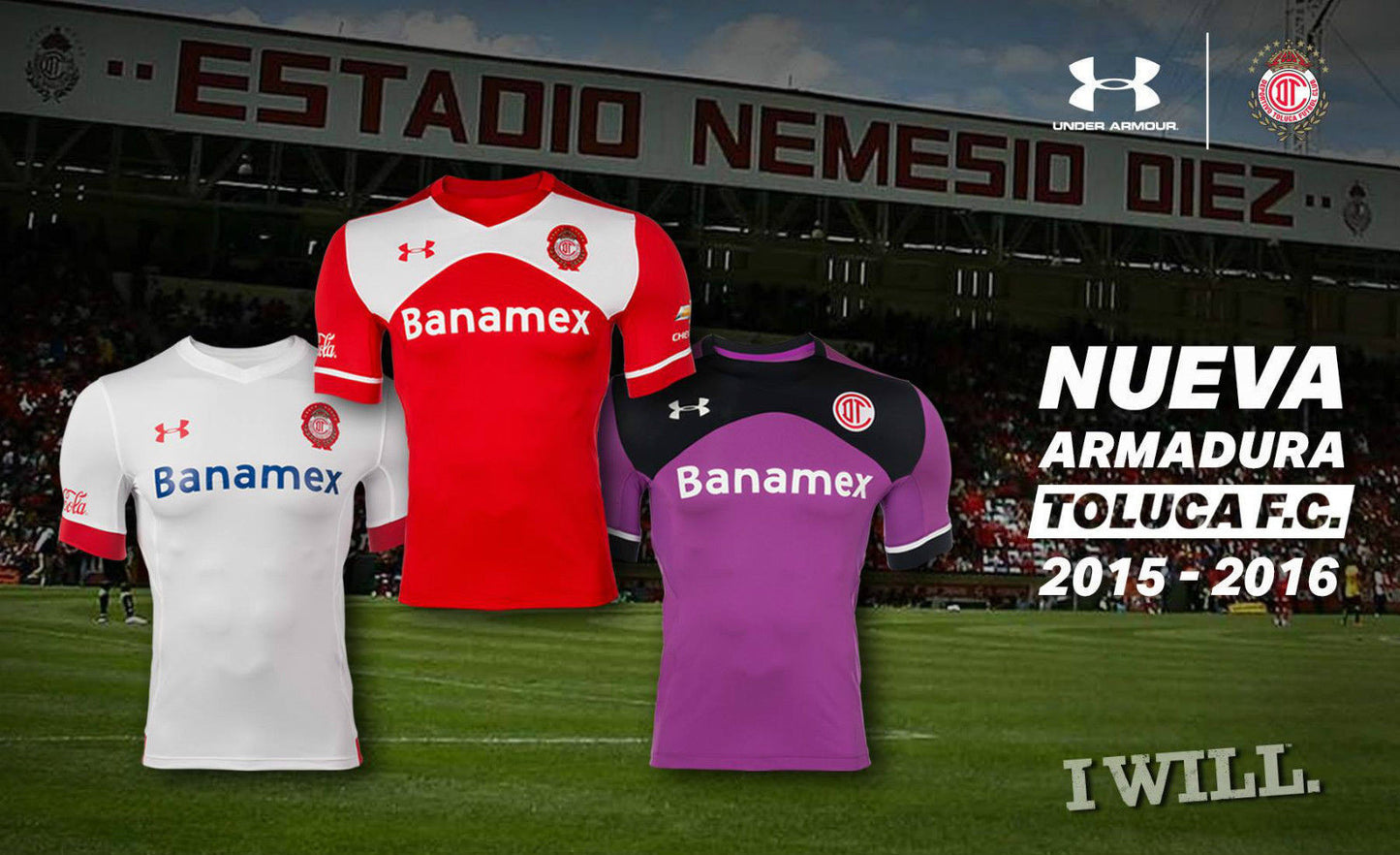UNDER ARMOUR JOSE SATURNINO CARDOZO CLUB DEPORTIVO TOLUCA JERSEY DE CASA 2015/16 7