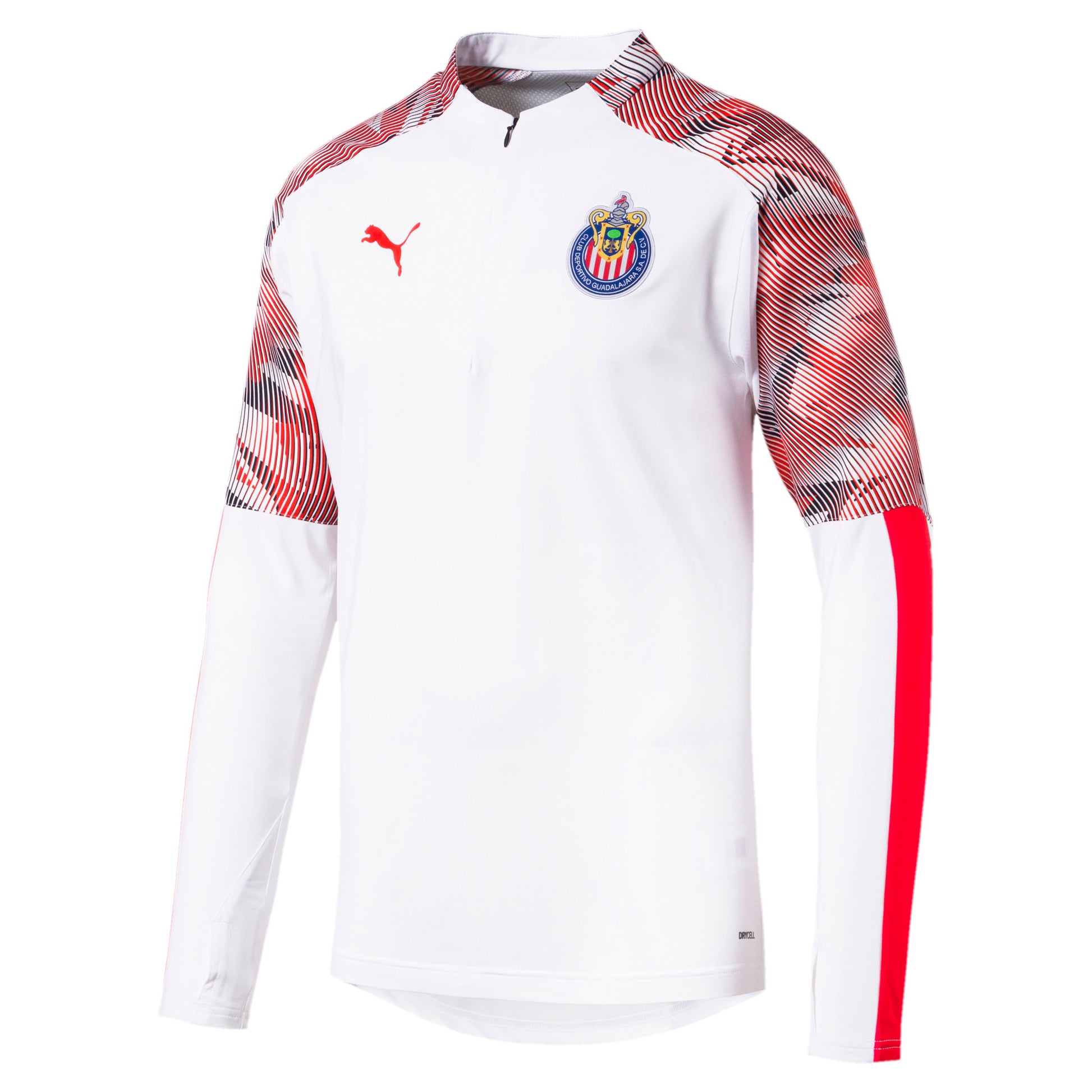 PUMA CHIVAS DEL GUADALAJARA SUDADERA DE ENTRENAMIENTO CON CIERRE DE 1/4 2019/20 Blanco 1