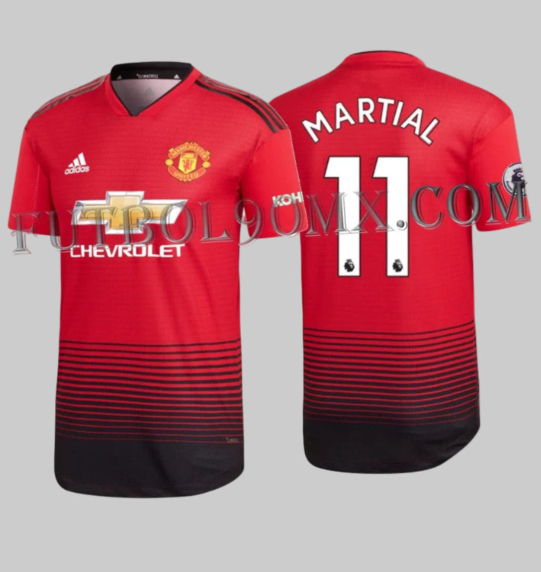 Jersey Authentic Match con dorsal oficial de la Premier League MARTIAL #11 y parche de competicion de local del Manchester United temporada 2018/19 CG0037