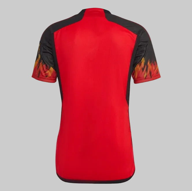 Jersey de local de Bélgica Mundial 2022, vista trasera completa, estructura técnica, pieza preservada en Historical Archive Boutique Futbol90MX
