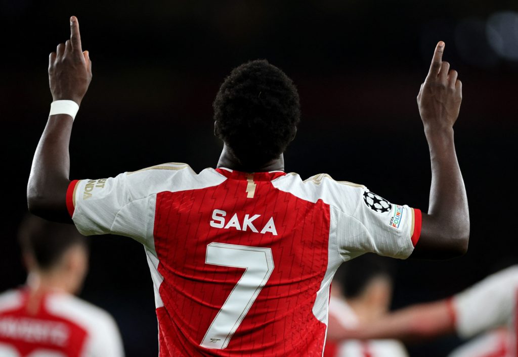 ADIDAS BUKAYO SAKA ARSENAL FC JERSEY MANGA LARGA DE CASA UEFA CHAMPIONS LEAGUE 2023/24 7