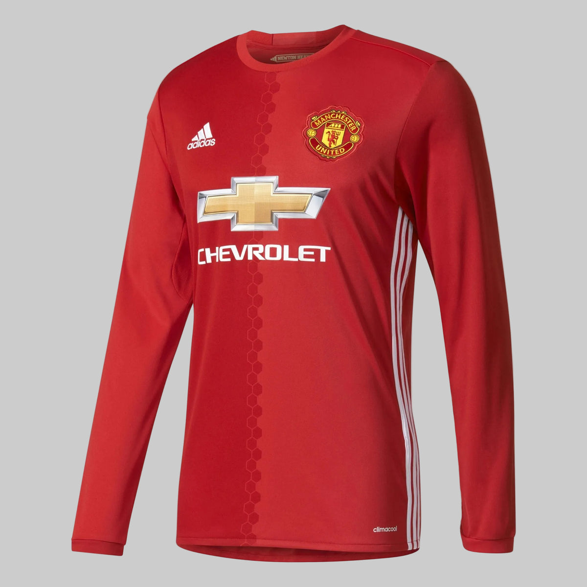Jersey de manga larga Adidas David Beckham Manchester United Home 2016/17 (Ref. AI6718) en la Historical Archive Boutique de Futbol90MX. Vista frontal con personalización oficial Beckham 7 de la Premier League