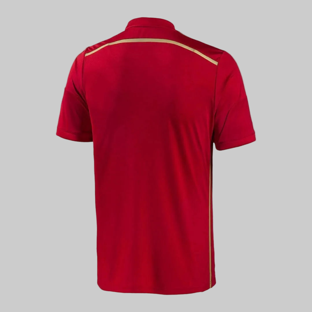 Vista posterior del Jersey Adidas España Authentic Match Jersey de Local para la Copa Mundial FIFA 2014, disponible en Futbol90MX