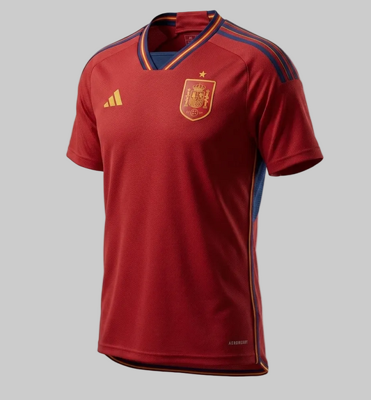 Jersey de local Adidas España Mundial 2022, vista frontal completa, calidad Archive Grade, código HL1970, disponible en Futbol90MX