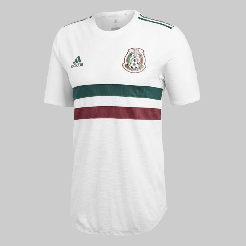 Vista frontal completa del jersey de visita Adidas Lozano México Authentic Match Away 2018 (Ref. BQ4682) en la Historical Archive Boutique de Futbol90MX