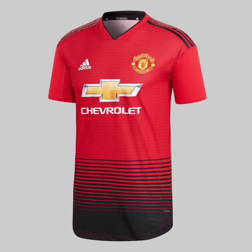 Jersey de local Adidas Manchester United 2018/19 versión Authentic Match con escudo termosellado y dorsal #10 de Rashford.