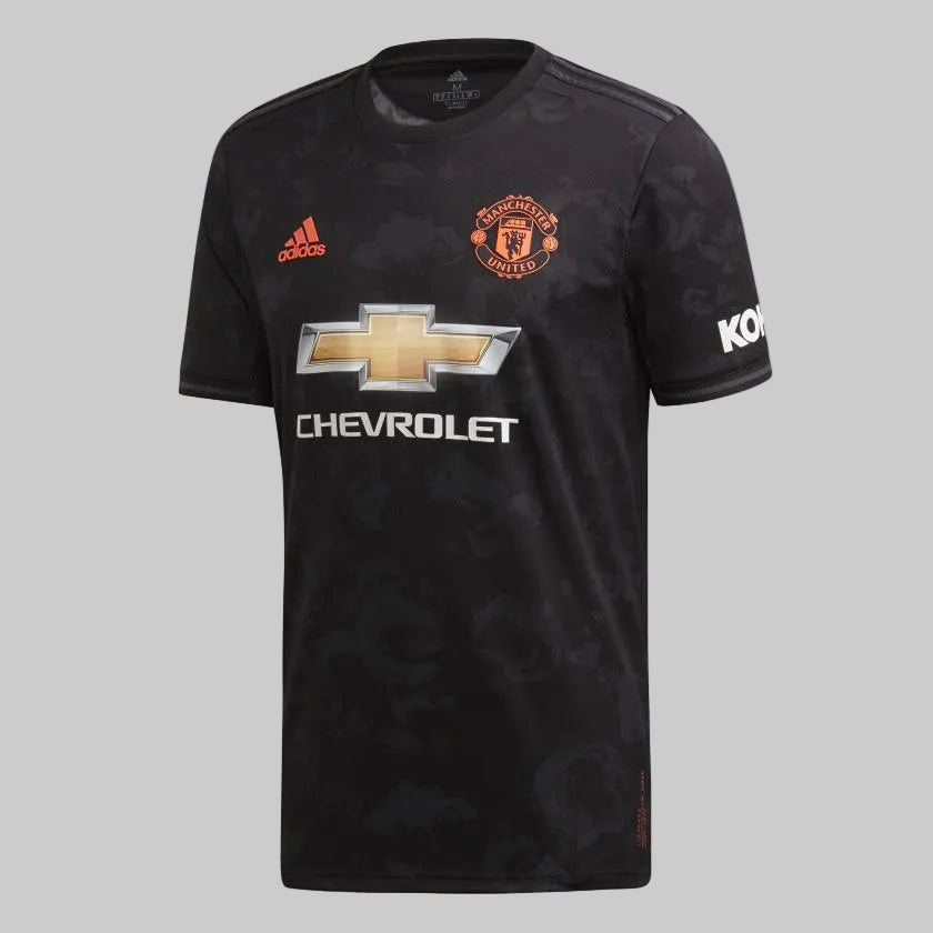 Detalle posterior del jersey con el nombre 'RASHFORD' y el número '10' en la tipografía oficial blanca de la Premier League, incluyendo los logotipos de la liga en la base del dorsal.