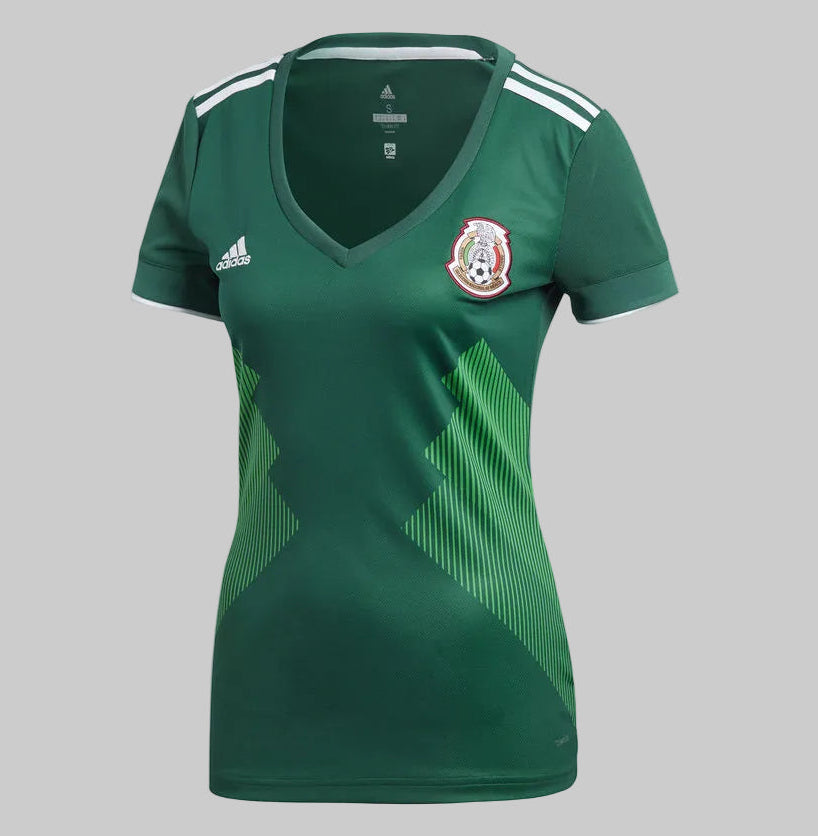 Jersey Adidas BQ4695 Selección Mexicana Home 2018 para mujer edición Copa Mundial Rusia 2018 corte entallado cuello en V Futbol90MX
