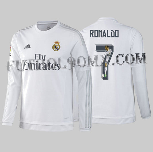 ADIDAS CRISTIANO RONALDO GALERIA REAL MADRID JERSEY MANGA LARGA DE CASA 2015/16 1