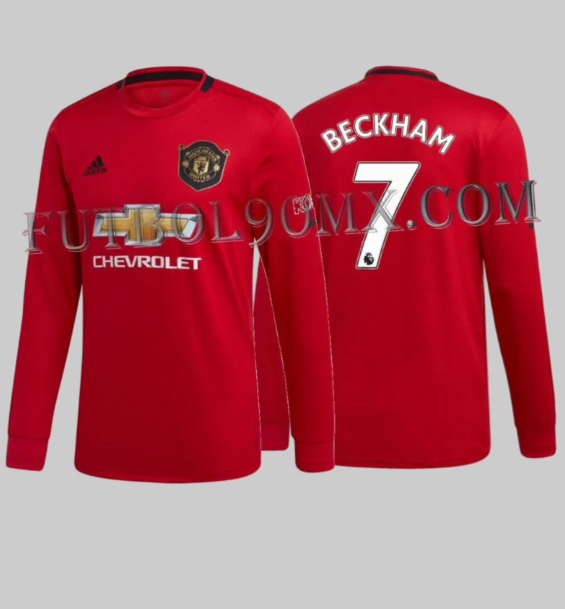 Jersey Adidas Manchester United Home 2019-20 Manga Larga DX8954 con dorsal oficial Beckham 7 Premier League - Futbol90MX Archive.
