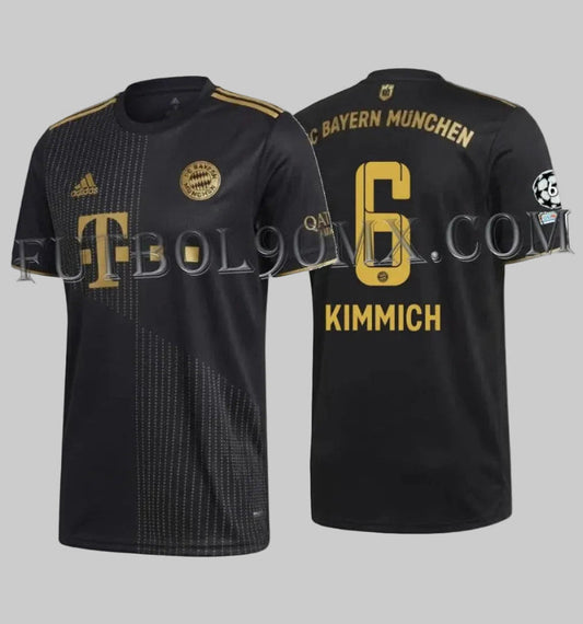 Vista dual del Jersey Adidas Joshua Kimmich Bayern Munich Visita UEFA Champions League 2021-22, codigo GM5317, disponible en Futbol90MX