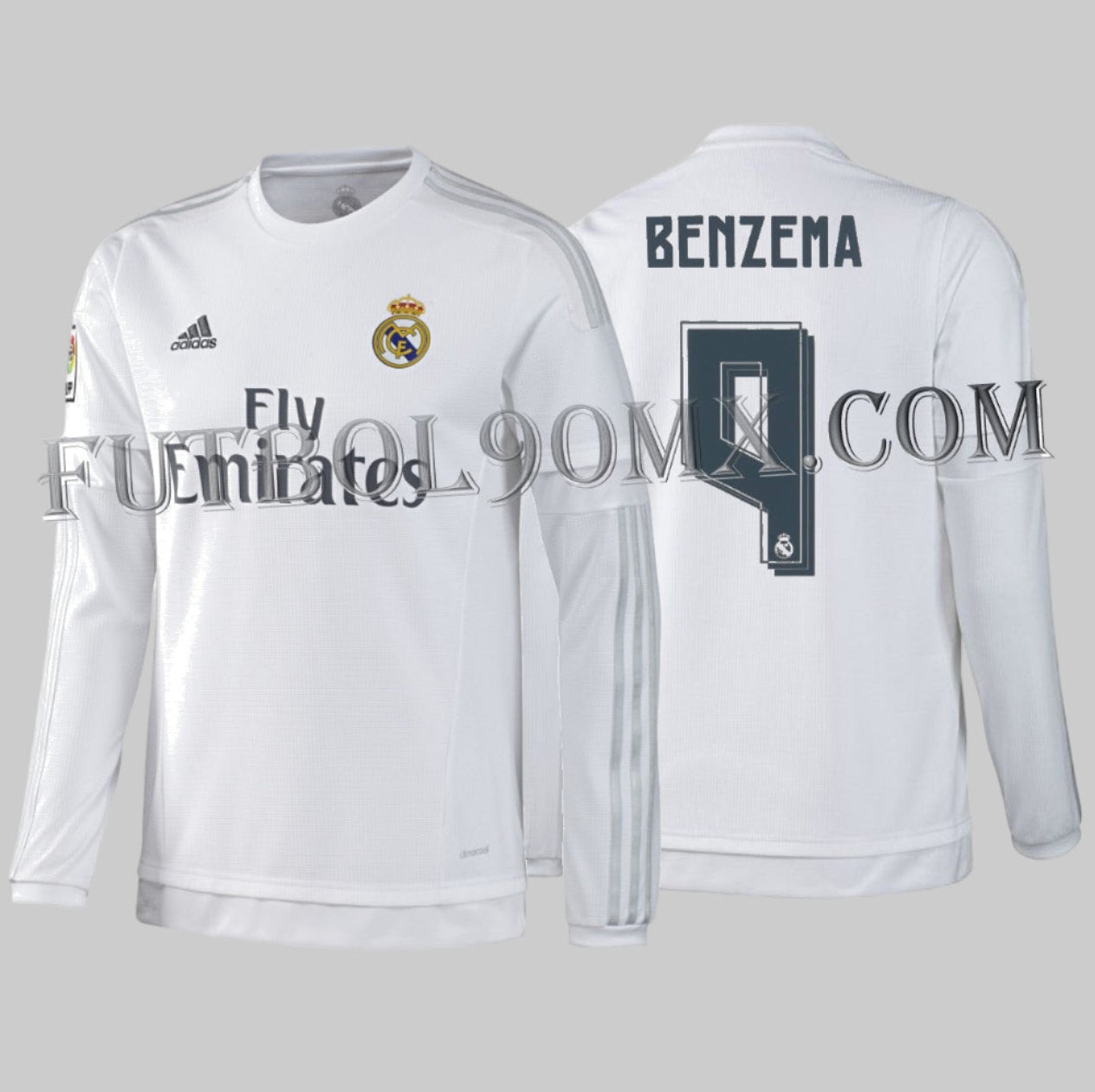 ADIDAS KARIM BENZEMA REAL MADRID JERSEY MANGA LARGA DE CASA 2015/16 1
