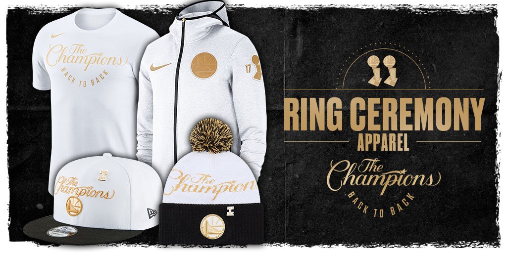 NIKE NBA CHAMPIONS GOLDEN STATE WARRIORS SUDADERA TROPHY RING BANNER THERMA FLEX