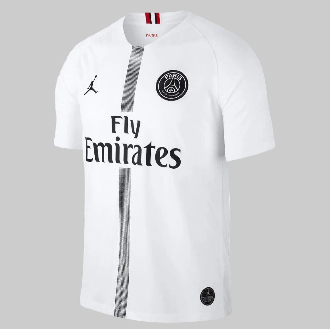 oficial Mbappé 7 del PSG jersey Jordan 2018/19 versión Champions League con parches originales Starball y Respect.