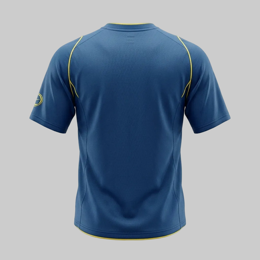 Vista trasera de playera de entrenamiento Nike Total 90 Club América 2005 2006, formato invisible con líneas de costura amarillas de utilería, boutique Futbol90MX.