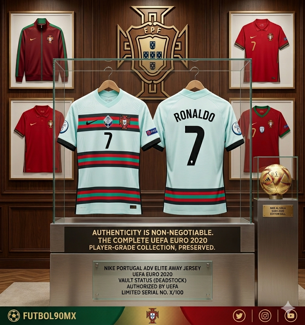 Jersey Portugal Away Vapor Match Euro 2020 edición coleccionista en vitrina de archivo - Futbol 90 MX