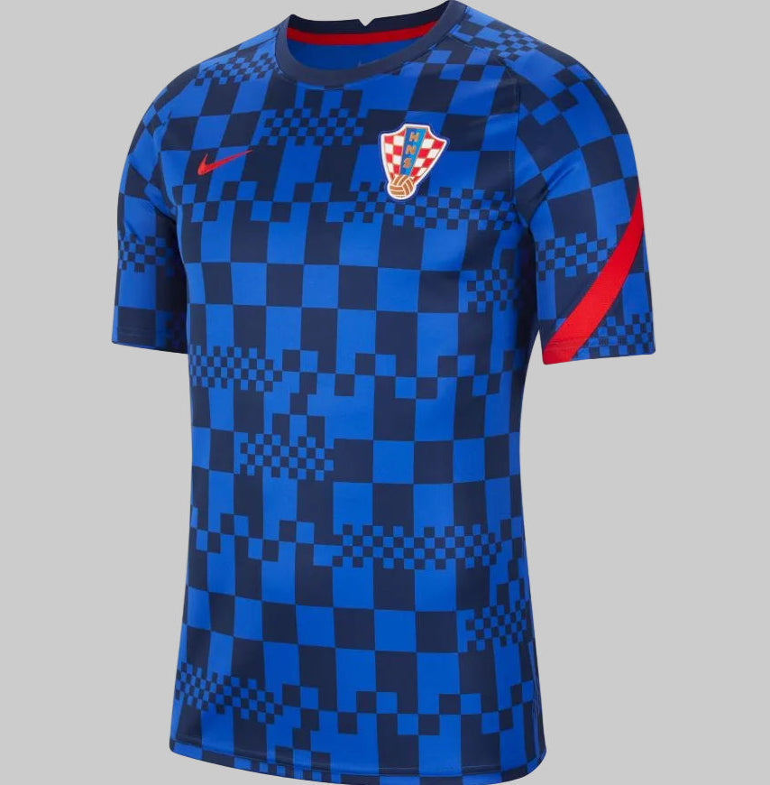 Jersey de entrenamiento Croacia 2020 con patrón Digital Glitch en azul obsidiana y escudo de la federación bordado en el pecho Nike CD2576-452