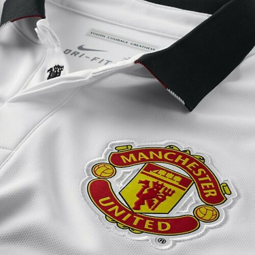 Cuello polo negro con botón oculto y escudo bordado Manchester United 2014-15 Nike original