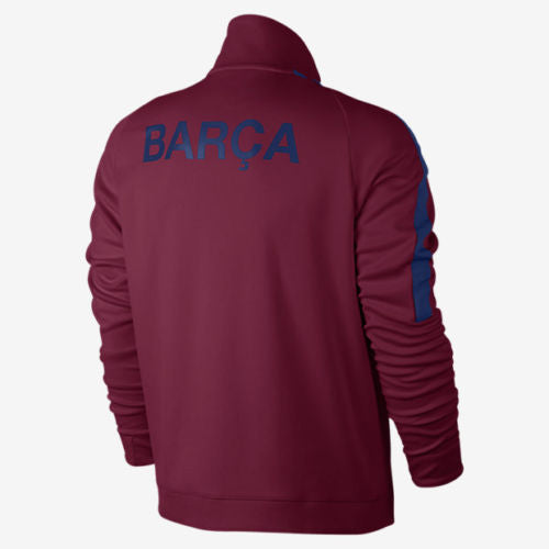 Chaqueta de fútbol Nike Barça 17-18 con cierres laterales y tejido premium.