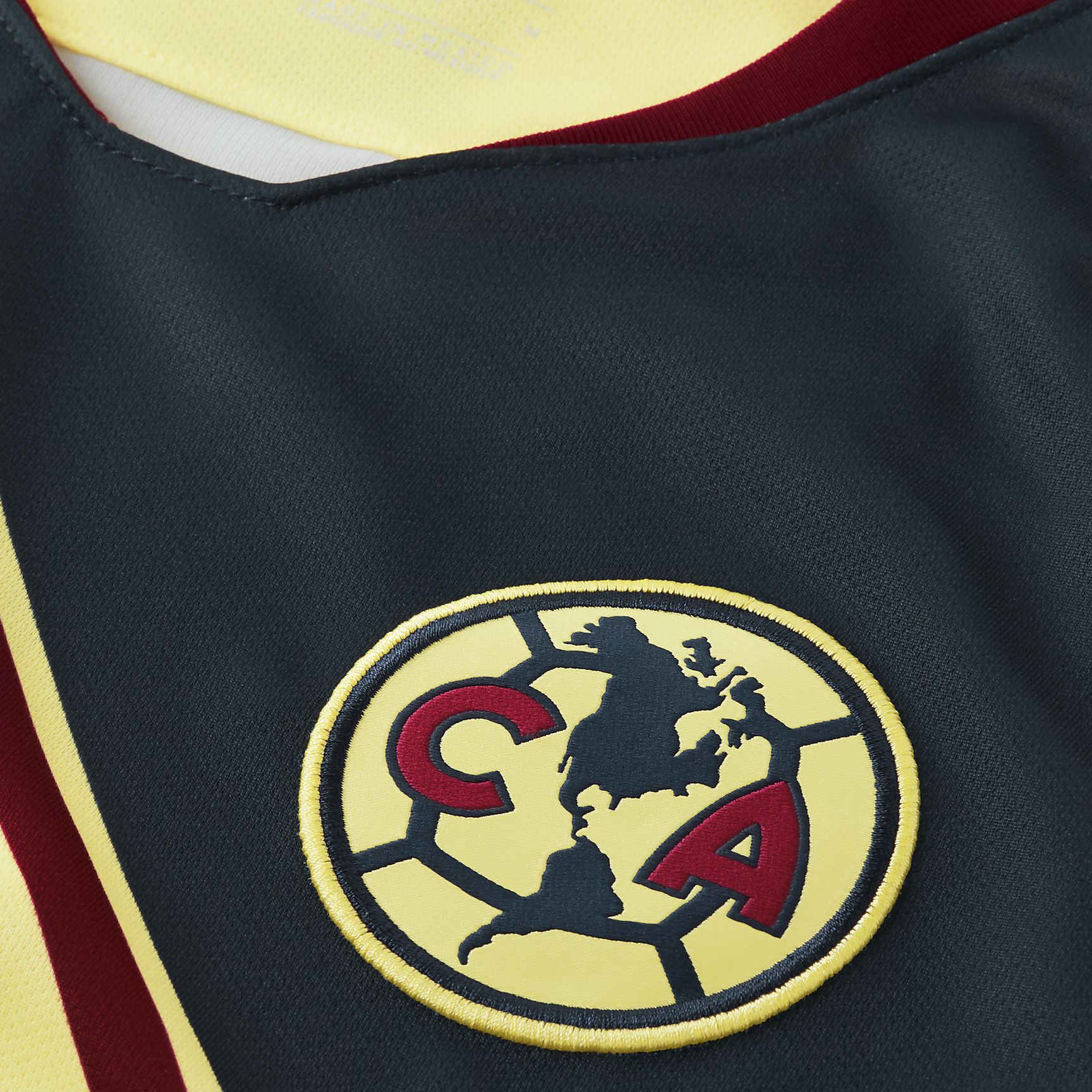 Escudo Bordado Club America y Nike Swoosh Negro Jersey Home 2018-19 High Definition