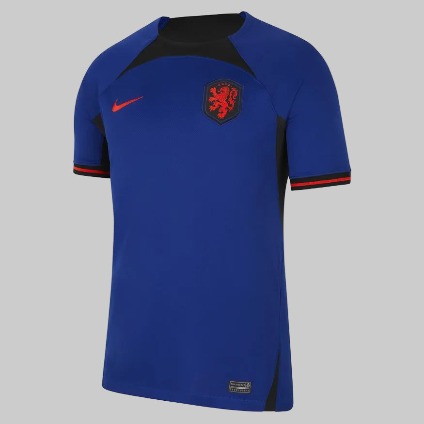 Jersey Nike DN0693-455 Países Bajos Visita 2022 Frenkie de Jong #21, edición oficial Copa Mundial FIFA en color Deep Royal Blue en Futbol90MX