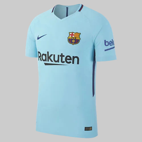 Jersey auténtico Nike Vapor Match FC Barcelona Visita 2017/18 de Lionel Messi, vista frontal en color azul claro, stock Futbol90MX