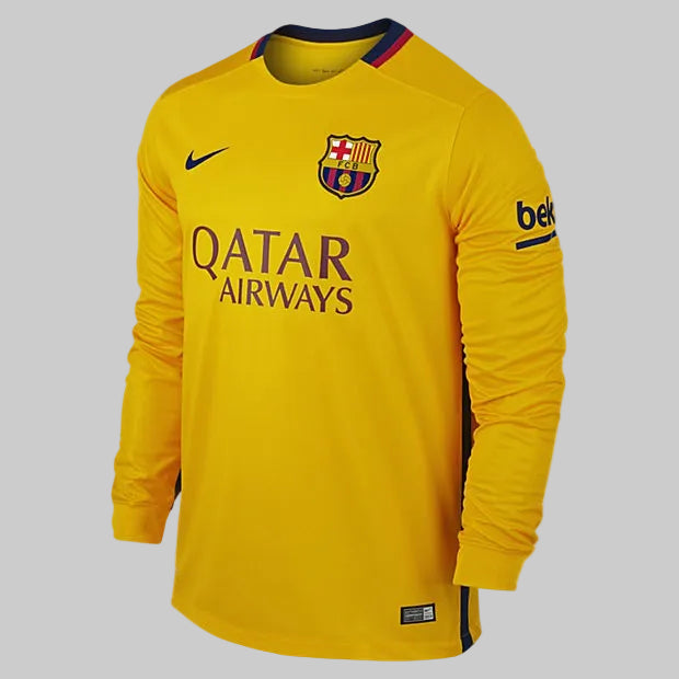 ersey Manga Larga FC Barcelona 2015-16 Lionel Messi 10 amarillo Senyera nuevo con etiquetas