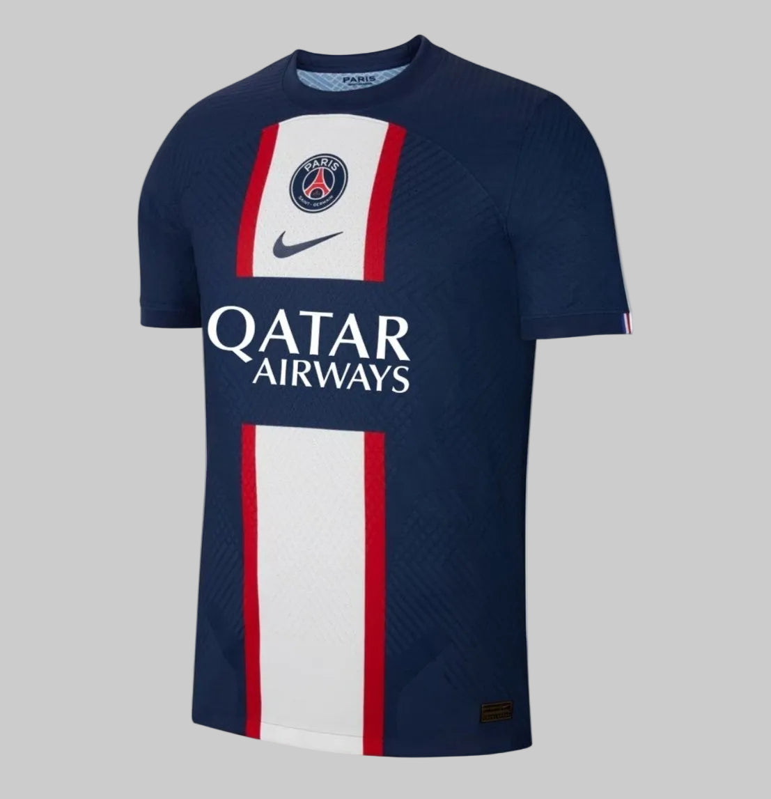 Nombre y número oficial Messi #30 PSG versión jugador 2022/23 con parches de Champions League.