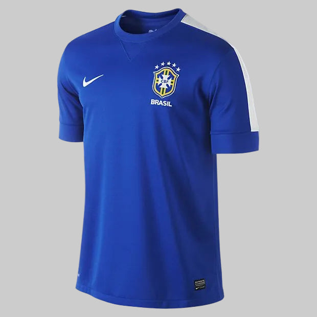 Primer plano de la tecnología de tejido Nike Dri-FIT en el jersey de visitante de Neymar de Brasil 2013, pieza autenticada en Futbol90MX