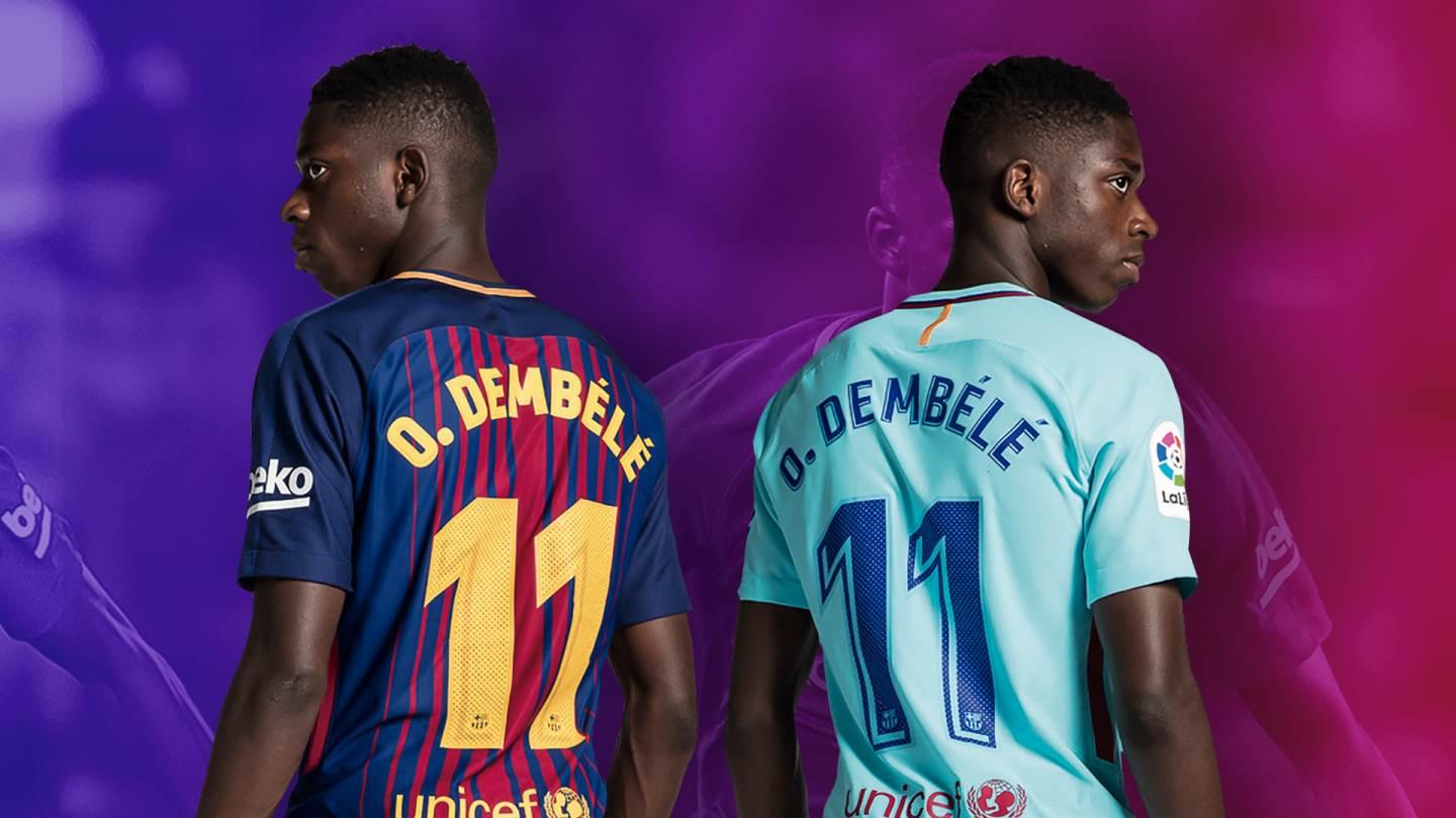 NIKE OUSMANE DEMBELE FC BARCELONA JERSEY DE VISITA 2017/18 4