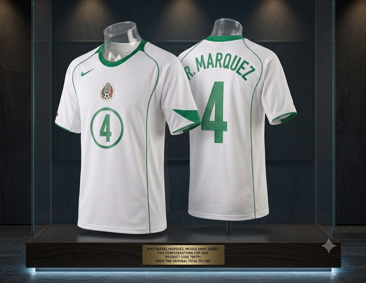 Presentación de archivo del jersey Nike Rafael Márquez México 2005, Codigo 788791, pieza certificada Futbol90MX