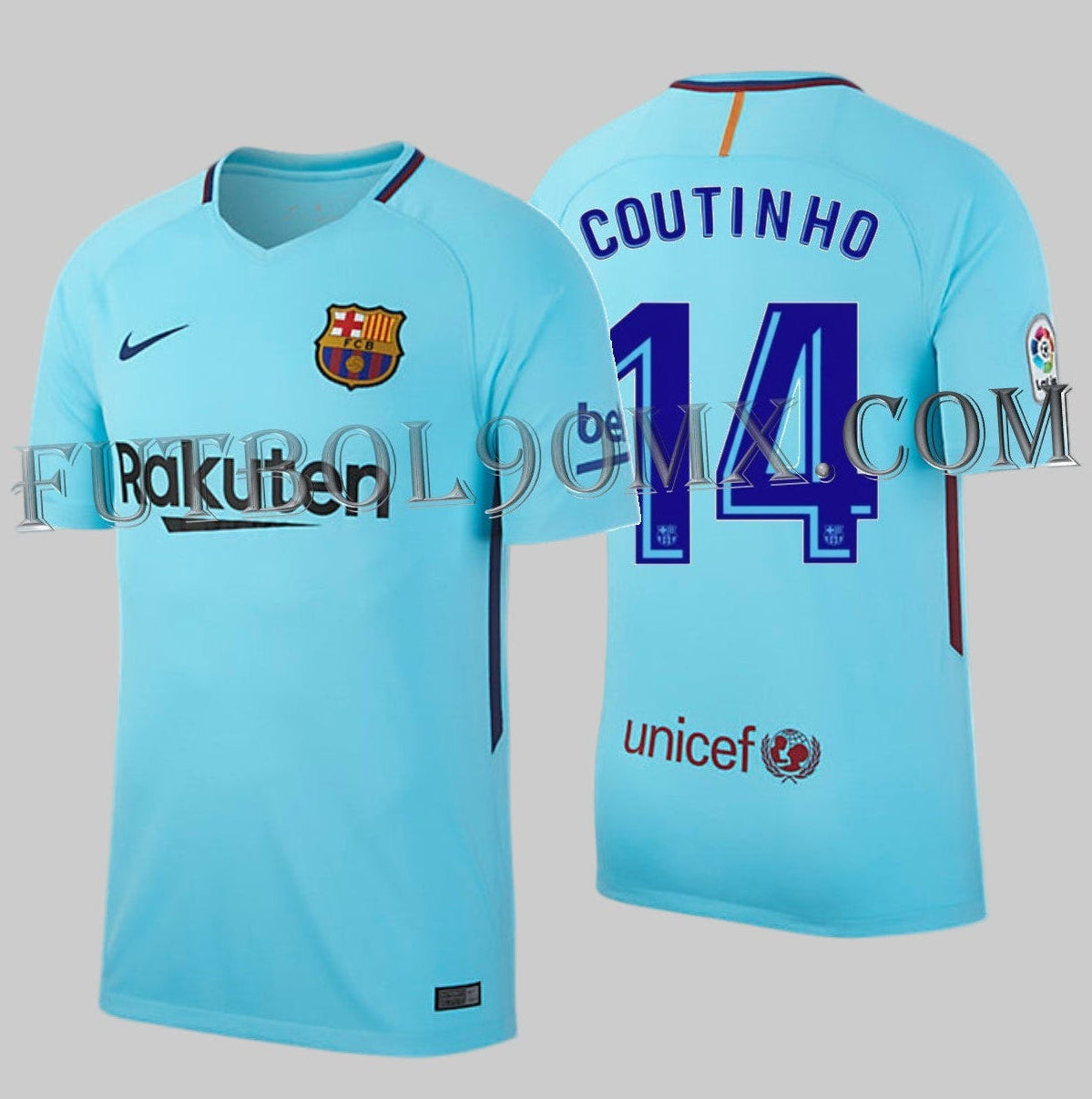 NIKE PHILIPPE COUTINHO FC BARCELONA JERSEY DE VISITA 2017/18 1