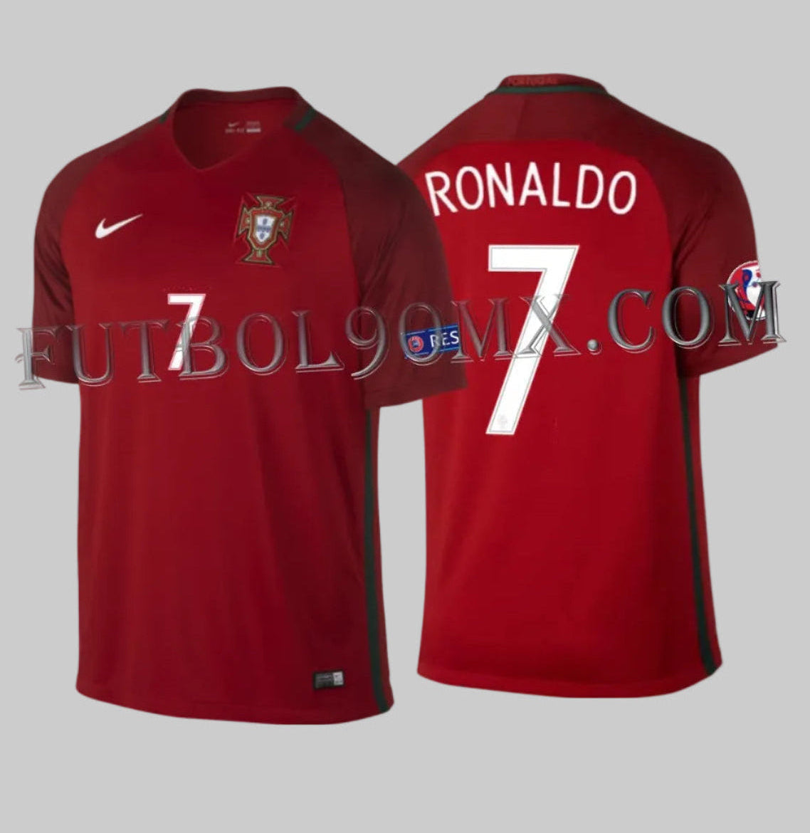Jersey con dorsal oficial de Cristiano Ronaldo #7 en tipografía de alta densidad sobre el diseño Gym Red de Portugal campeón de la Euro 2016 724620-687