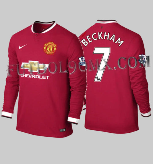 Jersey Manchester United Local 2014-15 David Beckham 7 Manga Larga BNWT Legend Edition - Vista de Archivo