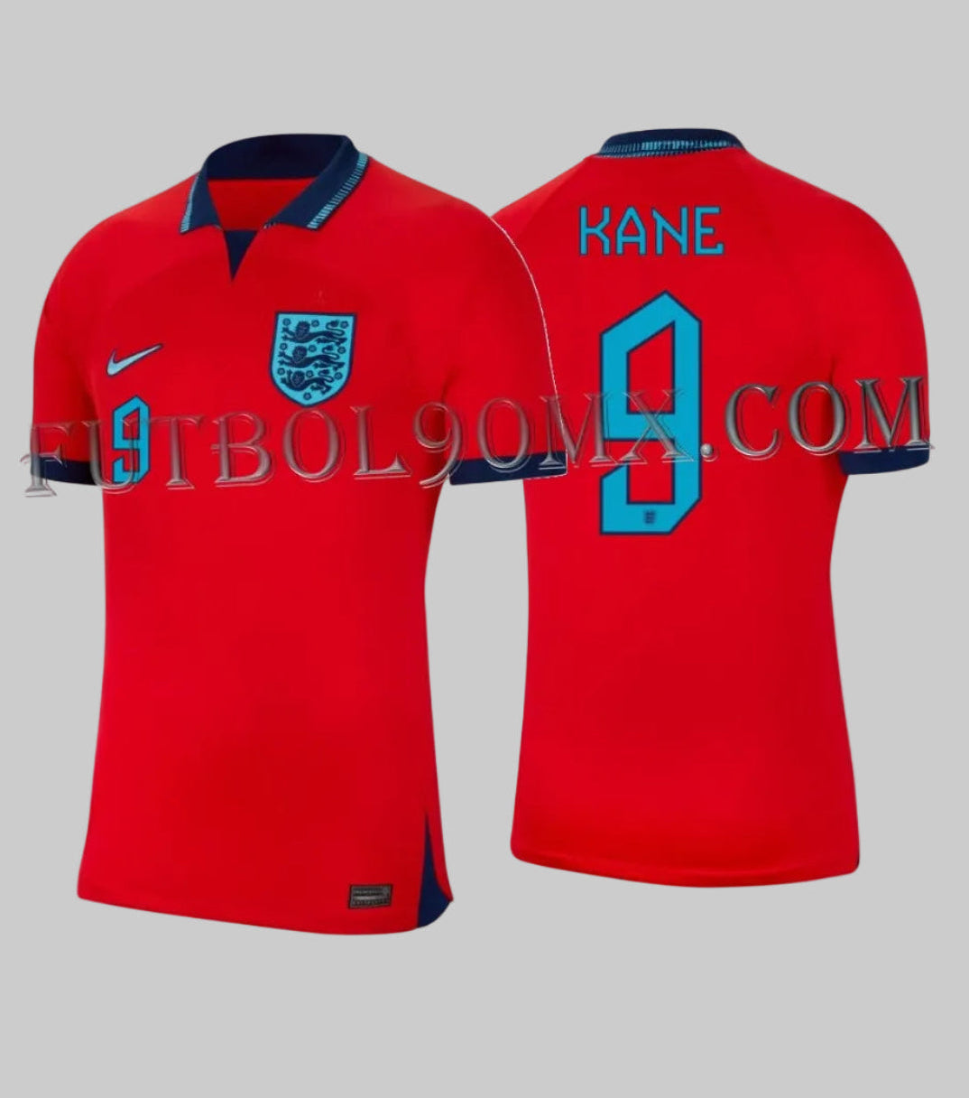 Jersey oficial Inglaterra Mundial 2022, versión Harry Kane #9, código DN0685-600. Pieza de colección en exhibición de Historical Archive Boutique Futbol90MX
