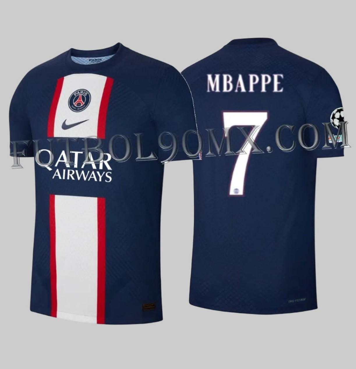 Jersey Nike PSG Home 2022/23 Mbappé #7 versión Vapor Match auténtica nueva con etiquetas.