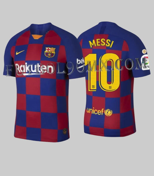 Vista frontal y posterior del jersey Nike FC Barcelona Authentic Vapor Match Local 2019/20 Lionel Messi #10 (Ref. AJ5257-456) disponible en la Historical Archive Boutique de Futbol90MX