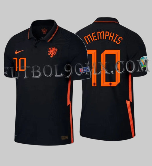 Vista dual del Jersey Vapor Match de Paises Bajos Visita Euro 2020 2021 de Memphis 10, codigo CD0601-010, disponible en Futbol90MX