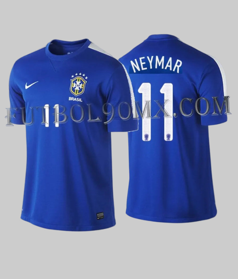 Jersey oficial Nike Brasil visitante 2013, edición Copa Confederaciones personalizada con Neymar Jr 11, vista completa de archivo, codigo 519254-493, disponible en Futbol90MX