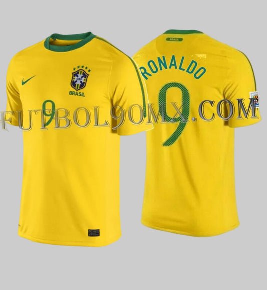 Vista dual del Jersey Nike Ronaldo Brasil Local Mundial FIFA 2010, codigo 369250-703, disponible en Futbol90MX