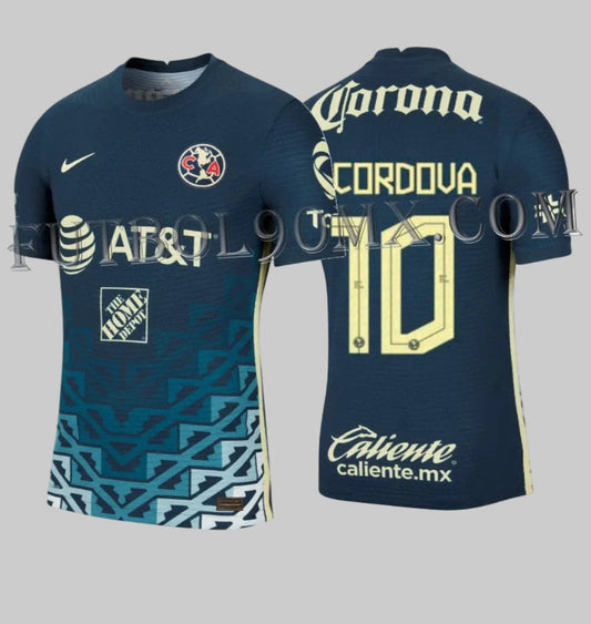 Authentic Match Jersey con dorsal oficial de Sebastián Córdova #10 de visita Club América 2021/22 DA9091-455, tipografía oficial de la Liga MX sobre tejido microperforado