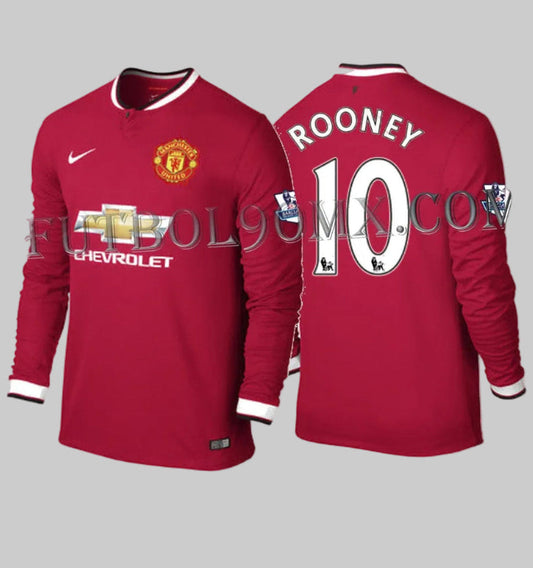 Jersey Manchester United Local 2014-15 Wayne Rooney 10 Manga Larga BNWT con parches Premier League - Vista Completa