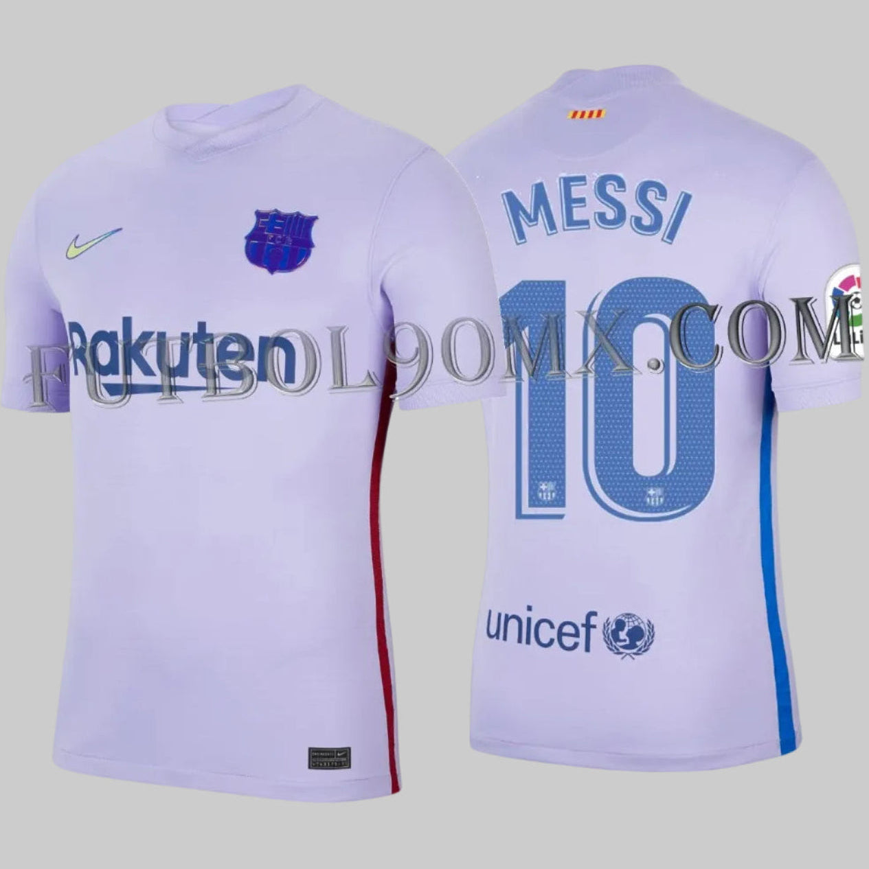 Jersey Nike FC Barcelona visita 2021-22 Lionel Messi 10 morado iridiscente nuevo etiquetas.