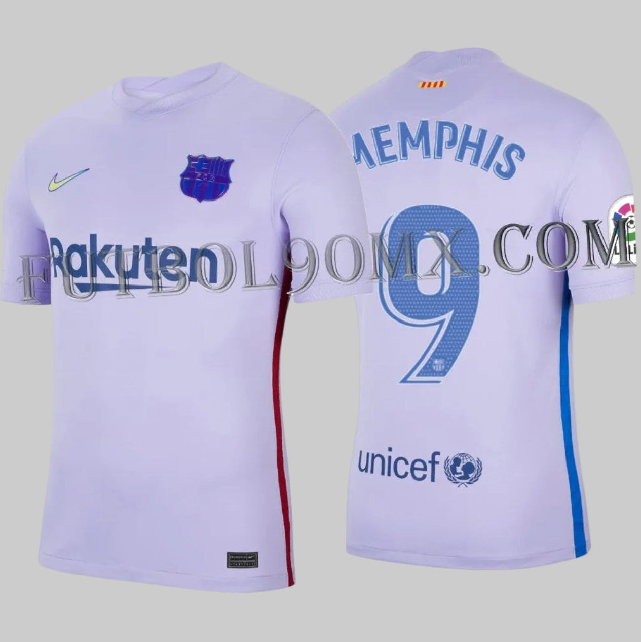 NIKE MEMPHIS DEPAY FC BARCELONA JERSEY DE VISITA 2021/22 1