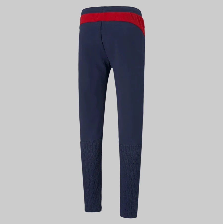 Vista posterior de los pants Puma Evostripe Chivas 2021, código 758762 01, mostrando el diseño ergonómico de la espalda en Futbol90MX