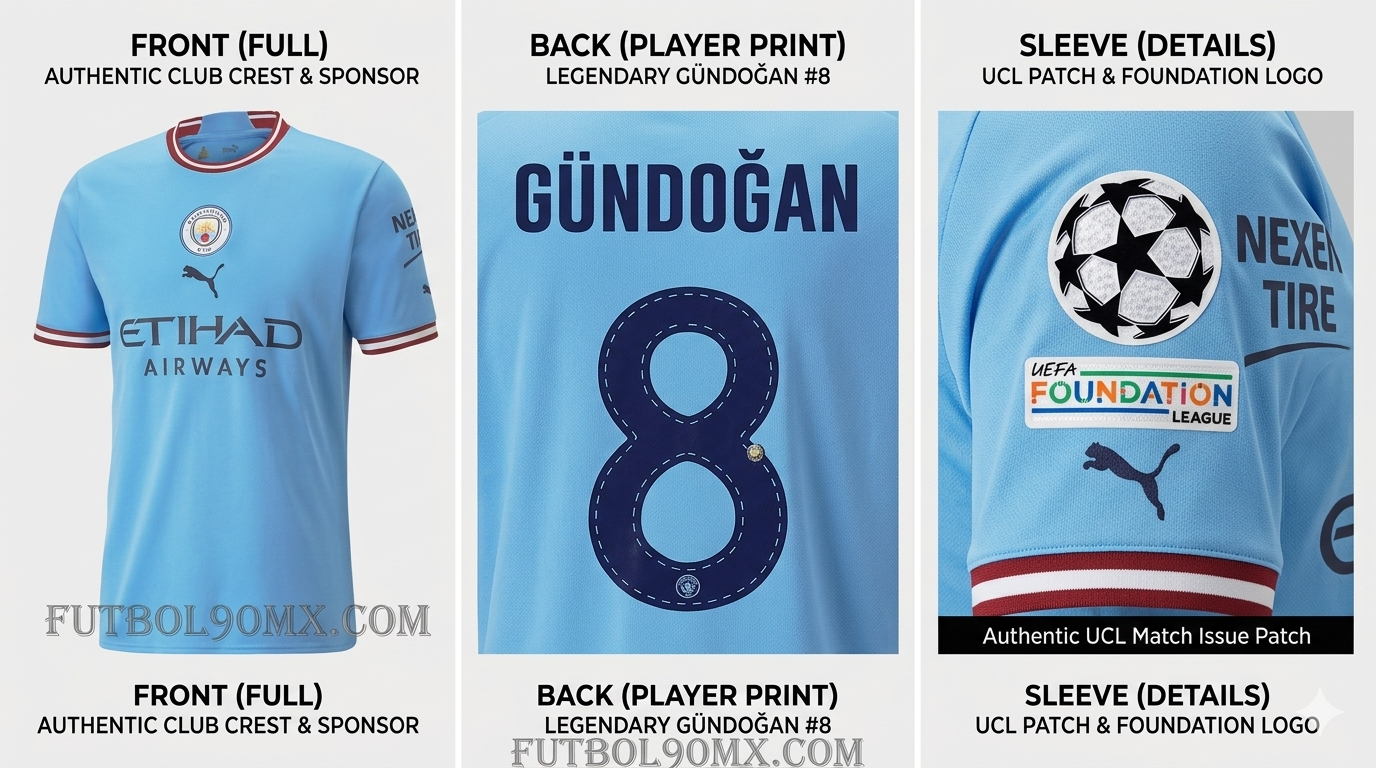 PUMA ILKAY GUNDOGAN MANCHESTER CITY JERSEY DE CASA UEFA CHAMPIONS LEAGUE 2022/23 6