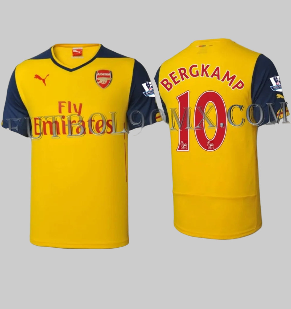 Jersey con Dorsal Oficial Dennis Bergkamp #10 y parches de competición Arsenal Puma Away 2014-15 746449 08 Premier League